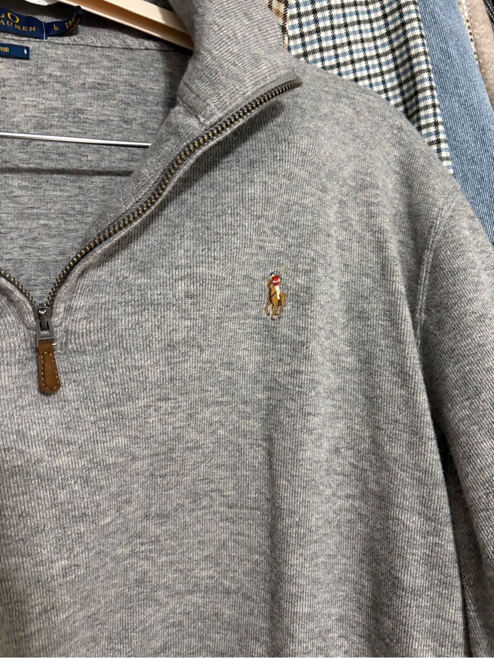 Ralph Lauren Gray Crewneck Sweater with Navy Label